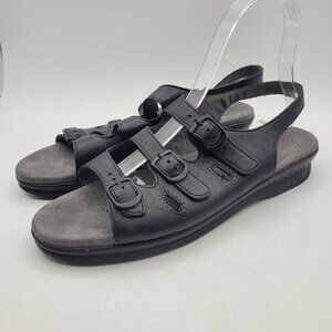 SAS Trio II Sandals Tripad Comfort Black Leather USA Women's 9 READ